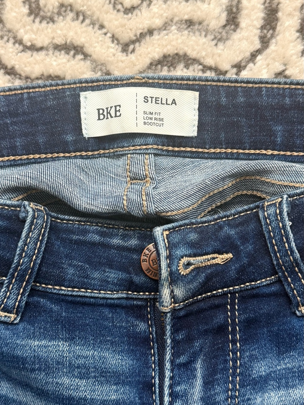 BKE Stella Low Rise Bootcut Jeans - Dark Blue Denim